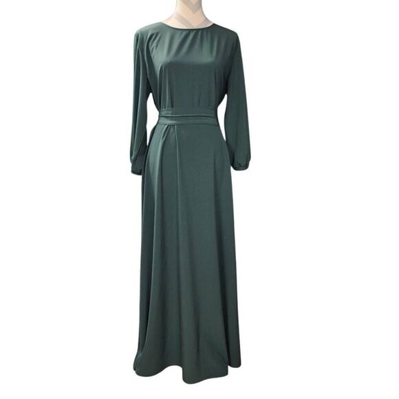 Chic Teal Maxi Dress with Belt - Picture 2 of 8